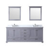 Dukes 80 in. W x 22 in. D Dark Grey Double Bath Vanity, Carrara Marble Top, Faucet Set, and 30 in. Mirrors