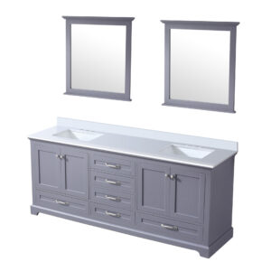 Dukes 80 in. W x 22 in. D Dark Grey Double Bath Vanity, Cultured Marble Top, and 30 in. Mirrors