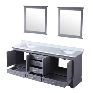 Dukes 80 in. W x 22 in. D Dark Grey Double Bath Vanity, Cultured Marble Top, and 30 in. Mirrors