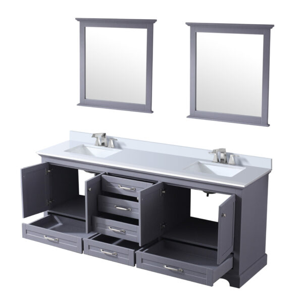 Dukes 80 in. W x 22 in. D Dark Grey Double Bath Vanity, Cultured Marble Top, Faucet Set, and 30 in. Mirrors