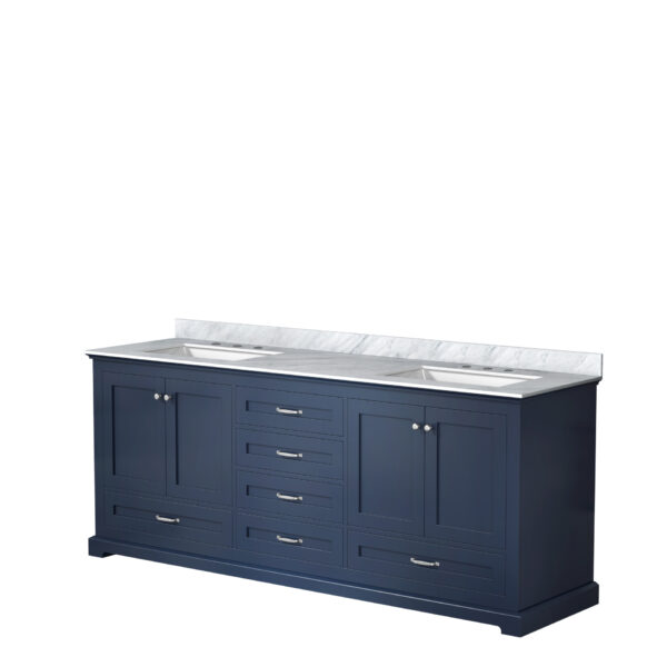 Dukes 80 in. W x 22 in. D Navy Blue Double Bath Vanity and Carrara Marble Top