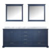 Dukes 80 in. W x 22 in. D Navy Blue Double Bath Vanity, Carrara Marble Top, and 30 in. Mirrors