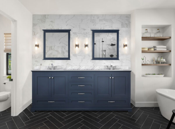 Dukes 80 in. W x 22 in. D Navy Blue Double Bath Vanity and 30 in. Mirrors