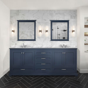 Dukes 80 in. W x 22 in. D Navy Blue Double Bath Vanity and 30 in. Mirrors