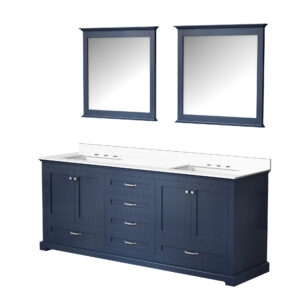 Dukes 80 in. W x 22 in. D Navy Blue Double Bath Vanity, Cultured Marble Top, and 30 in. Mirrors