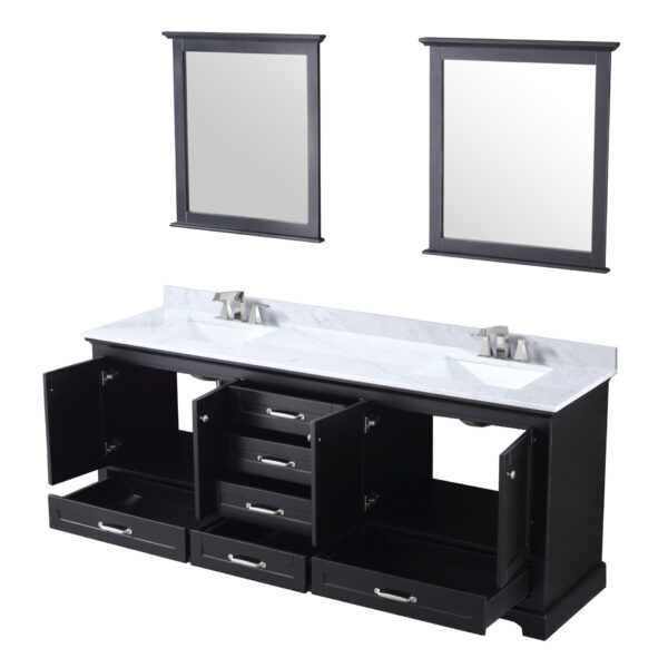 Dukes 80 in. W x 22 in. D Espresso Double Bath Vanity, Carrara Marble Top, Faucet Set, and 30 in. Mirrors