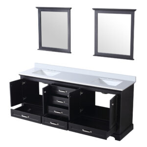 Dukes 80 in. W x 22 in. D Espresso Double Bath Vanity, Cultured Marble Top, and 30 in. Mirrors