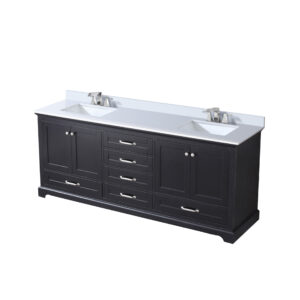 Dukes 80 in. W x 22 in. D Espresso Double Bath Vanity, White Quartz Top, and Faucet Set