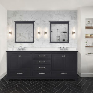 Dukes 80 in. W x 22 in. D Espresso Double Bath Vanity and White Quartz Top