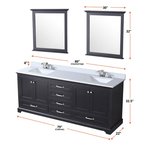 Dukes 80 in. W x 22 in. D Espresso Double Bath Vanity and Cultured Marble Top