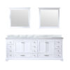 Dukes 84 in. W x 22 in. D White Double Bath Vanity, Carrara Marble Top, and 34 in. Mirrors