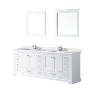 Dukes 84 in. W x 22 in. D White Double Bath Vanity, Cultured Marble Top, and 34 in. Mirrors