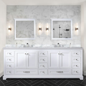 Dukes 84 in. W x 22 in. D White Double Bath Vanity and 34 in. Mirrors