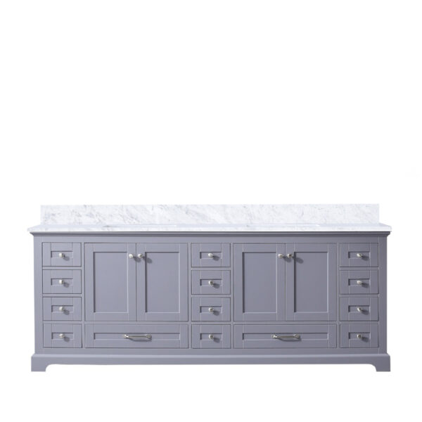 Dukes 84 in. W x 22 in. D Dark Grey Double Bath Vanity and Carrara Marble Top