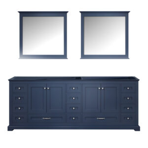 Dukes 84 in. W x 22 in. D Navy Blue Double Bath Vanity and 34 in. Mirrors