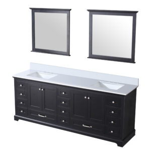 Dukes 84 in. W x 22 in. D Espresso Double Bath Vanity, Cultured Marble Top, and 34 in. Mirrors