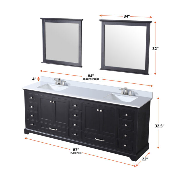 Dukes 84 in. W x 22 in. D Espresso Double Bath Vanity and Cultured Marble Top