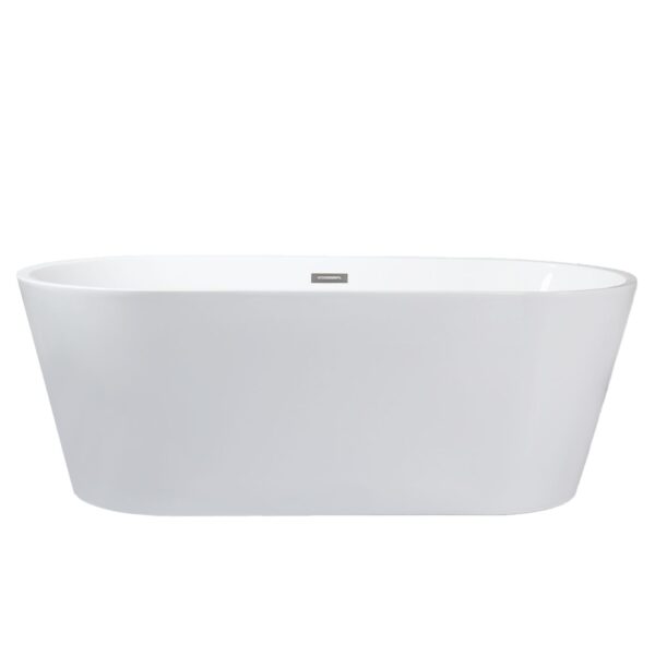 Melina 63 in White Freestanding Acrylic Flatbottom Soaking Bathtub with Chrome Hardware