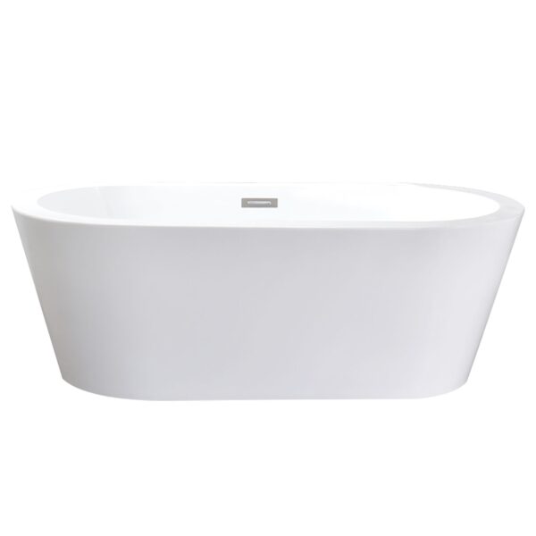 Lure 59 in White Freestanding Acrylic Flatbottom Soaking Bathtub with Chrome Hardware