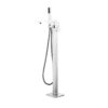 Mare Single Handle Freestanding Floor Mount Tub Faucet Bathtub Filler with Hand Shower in Chrome