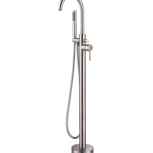 Lago Single Handle Freestanding Floor Mount Tub Faucet Bathtub Filler with Hand Shower in Brushed Nickel