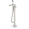 Cascata Single Handle Freestanding Floor Mount Tub Faucet Bathtub Filler with Hand Shower in Brushed Nickel