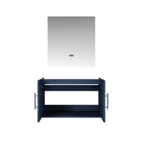 Geneva 30 in. W x 22 in. D Navy Blue Bath Vanity and 30 in. LED Mirror