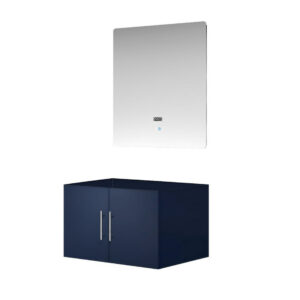 Geneva 30 in. W x 22 in. D Navy Blue Bath Vanity and 30 in. LED Mirror