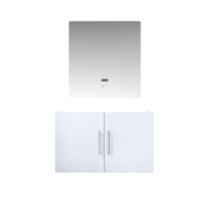 Geneva 30 in. W x 22 in. D Glossy White Bath Vanity and 30 in. LED Mirror