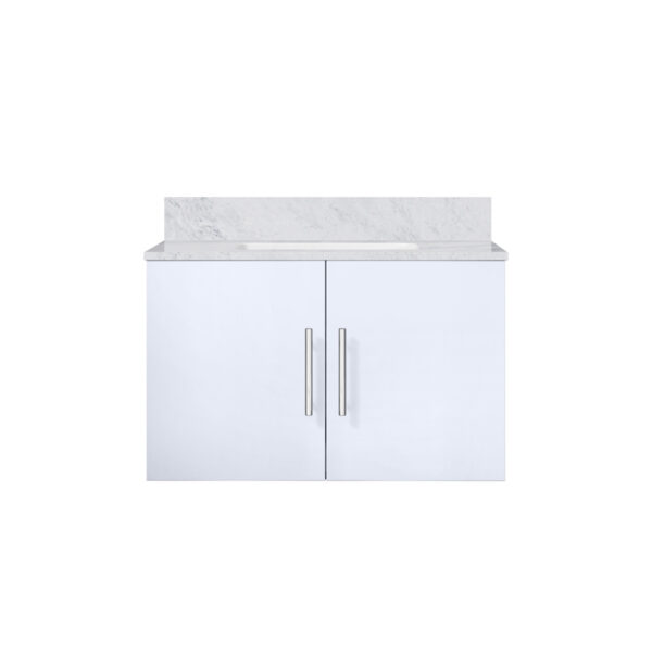 Geneva 30 in. W x 22 in. D Glossy White Bath Vanity and Carrara Marble Top