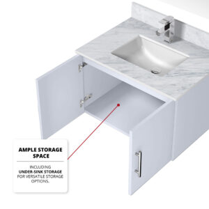 Geneva 30 in. W x 22 in. D Glossy White Bath Vanity and 30 in. LED Mirror