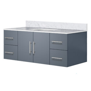 Geneva 48 in. W x 22 in. D Dark Grey Bath Vanity and Carrara Marble Top