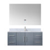 Geneva 48 in. W x 22 in. D Dark Grey Bath Vanity, Carrara Marble Top, Faucet Set, and 48 in. LED Mirror