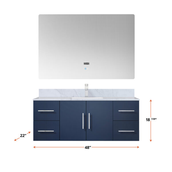 Geneva 48 in. W x 22 in. D Navy Blue Bath Vanity and Cultured Marble Top