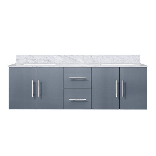 Geneva 60 in. W x 22 in. D Dark Grey Double Bath Vanity and Carrara Marble Top