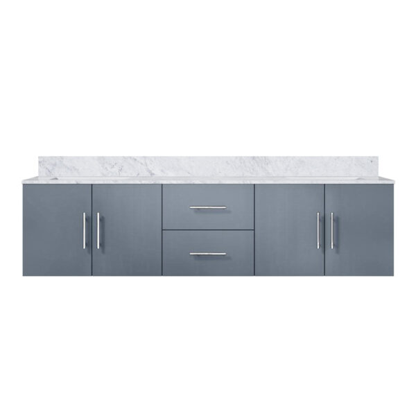 Geneva 72 in. W x 22 in. D Dark Grey Double Bath Vanity and Carrara Marble Top