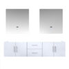 Geneva 72 in. W x 22 in. D Glossy White Double Bath Vanity and 30 in. LED Mirrors