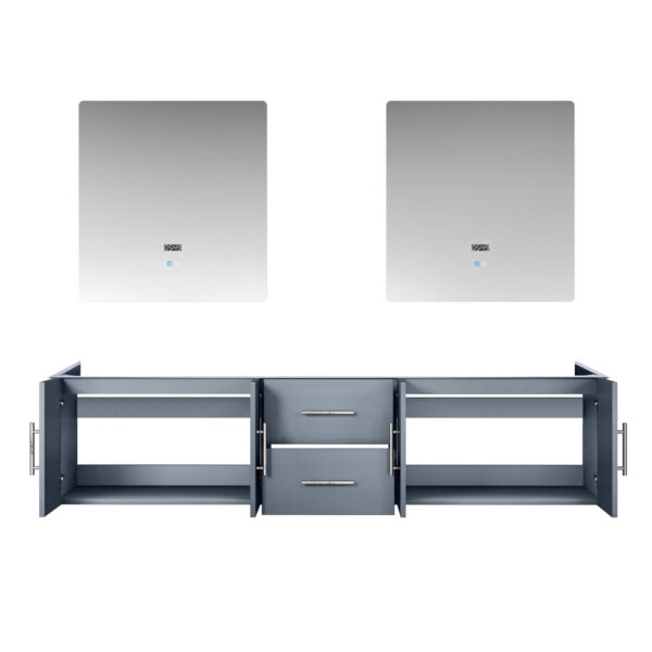 Geneva 80 in. W x 22 in. D Dark Grey Double Bath Vanity and 30 in. LED Mirrors