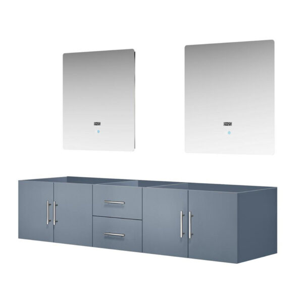 Geneva 80 in. W x 22 in. D Dark Grey Double Bath Vanity and 30 in. LED Mirrors