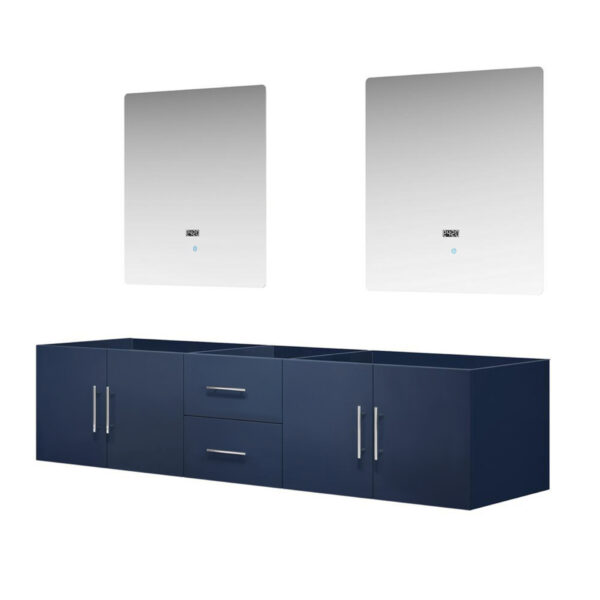 Geneva 80 in. W x 22 in. D Navy Blue Double Bath Vanity and 30 in. LED Mirrors