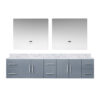 Geneva 84 in. W x 22 in. D Dark Grey Double Bath Vanity, Carrara Marble Top, and 36 in. LED Mirrors