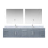 Geneva 84 in. W x 22 in. D Dark Grey Double Bath Vanity, Carrara Marble Top, Faucet Set, and 36 in. LED Mirrors