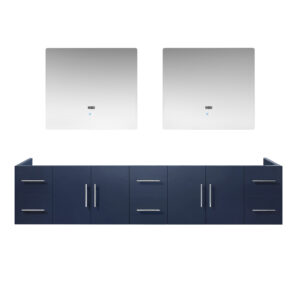 Geneva 84 in. W x 22 in. D Navy Blue Double Bath Vanity and 36 in. LED Mirrors