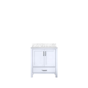 Jacques 30 in. W x 22 in. D White Bath Vanity and Carrara Marble Top