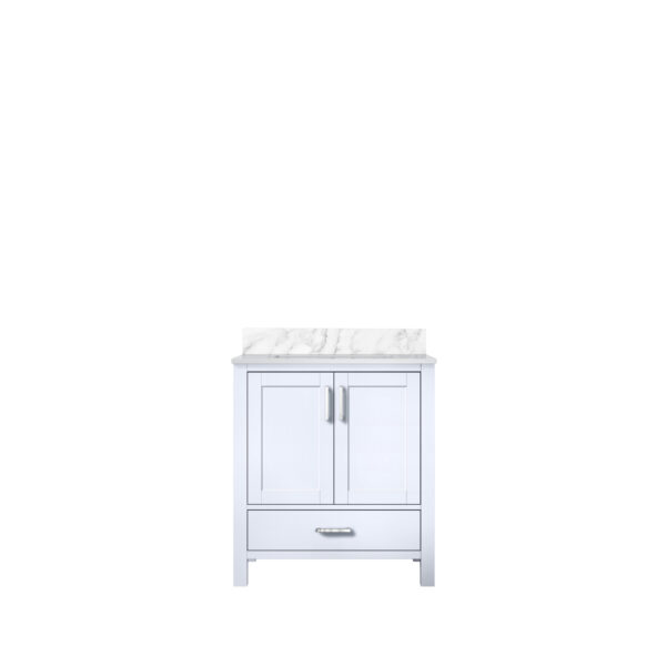 Jacques 30 in. W x 22 in. D White Bath Vanity and Carrara Marble Top