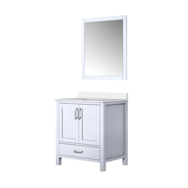 Jacques 30 in. W x 22 in. D White Bath Vanity, Cultured Marble Top, and 28 in. Mirror