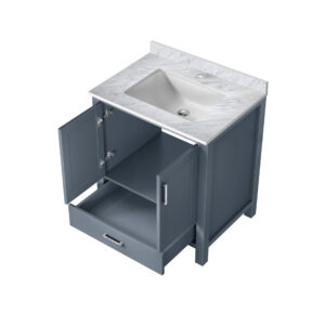 Jacques 30 in. W x 22 in. D Dark Grey Bath Vanity and Carrara Marble Top