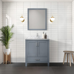 Jacques 30 in. W x 22 in. D Dark Grey Bath Vanity and 28 in. Mirror