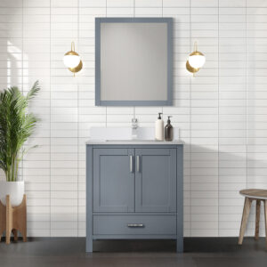 Jacques 30 in. W x 22 in. D Dark Grey Bath Vanity and White Quartz Top