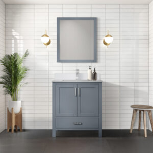 Jacques 30 in. W x 22 in. D Distressed Grey Bath Vanity and 28 in. Mirror